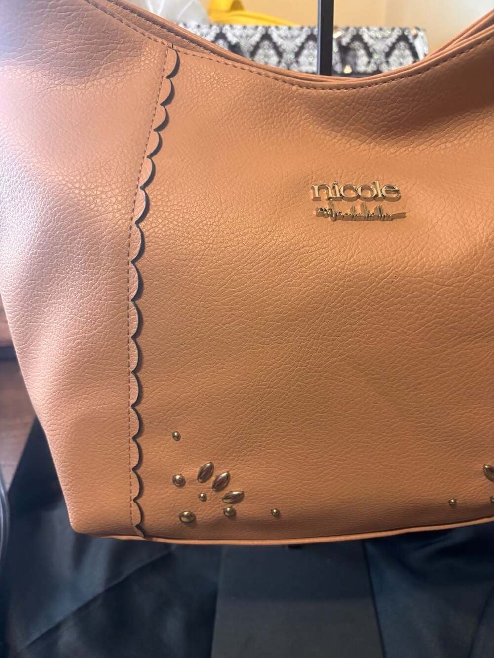Nicole by Nicole Miller Hobo Handbag Size One Size Dusty Nude Faux Leather - Picture 5 of 8